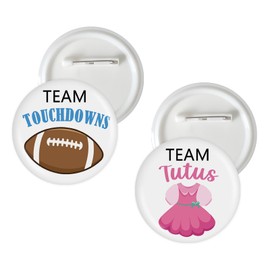 10 Pcs Football Tutu Gender Reveal Button Pins, Team Touchdowns and Team Tutus Badge Pins, Rugby Boy or Girl Buttons, Pink or Blue Stain Brooch Button for Baby Shower Party Decorations