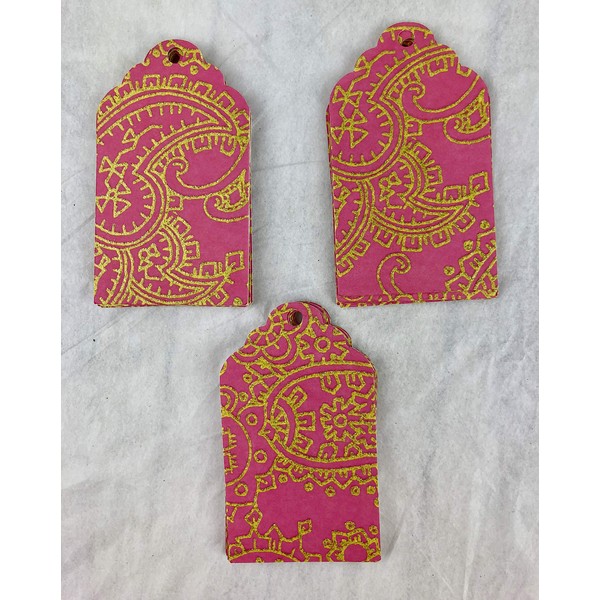 Paisley, Pink, Gold, Designer Hang Tags, Gift Tags, New