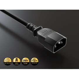 CableLeader 120 inches (10ft) IEC-320 C14 to C13 & C5 Power Extension Cord Y-Splitter Cable 18AWG 2.5A/250V SJT, Black