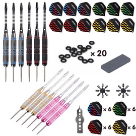 Turnart Darts Metal Tip – 12 Pieces 24 g Professional Steel Darts Darts Professional Darts Steel Set 12 Aluminium Shaft with 24 Flights 20 Anti-Loose Rubber Rings (Pink)