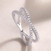 18K White Gold Plated X Ring Simulated Diamond CZ Criss