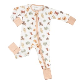 LollyBanks Baby Pajamas, 2-Way Zipper Baby Romper Neutral, 95% Viscose Made from Bamboo and 5% Spandex, Infant Sleepers 6-12 Months (Teddy Bear Print)