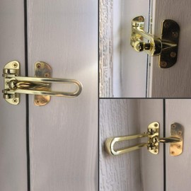 TERF® Heavy Duty Security Door Guard Polished Brass Internal and External Front and Back Door Restriction Limiter Security Lock Safety Guard for Wooden and uPVC Doors - Pack of 1
