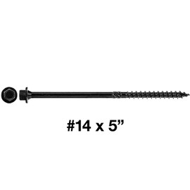 #14 X 5 Heavy Duty Black Timber/Log/Landscaping Wood Screws - Exterior Coated Heavy Duty Screws - Full Box ~250 Screw Count - Heavy Duty Black Log Wood Screws