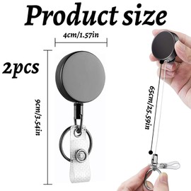 2 x extendible key fobs, extendable key chain, card holder, ID card holder for name card, keychain, card holder and belt clip