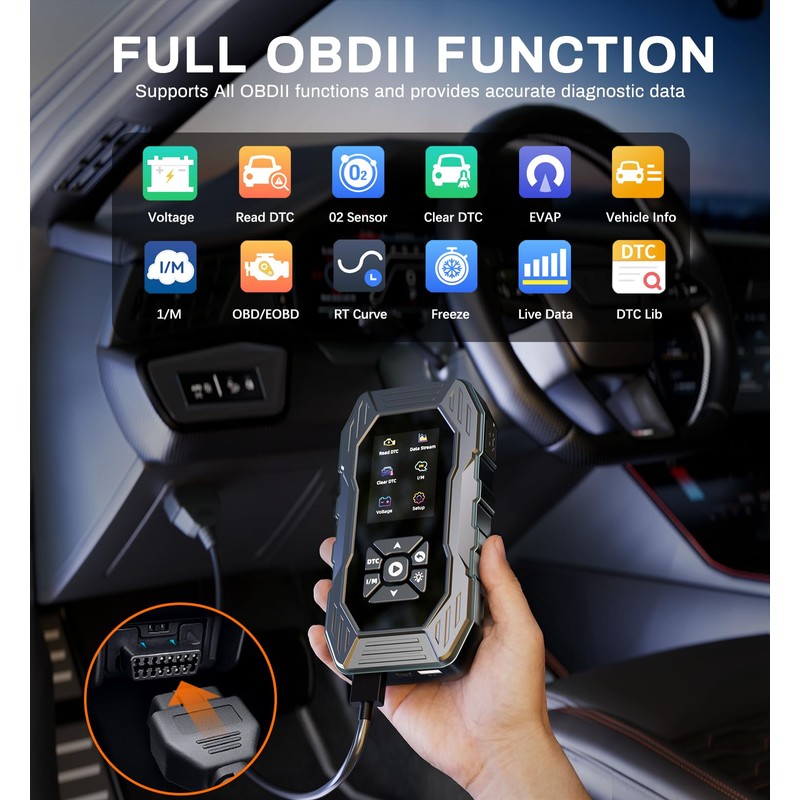Jump Starter with OBD2 Scanner 5000A Peak, 12V Portable Car