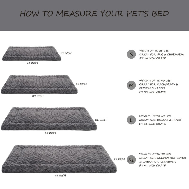 Washable Dog Bed Mat Crate Pad Soft Fluffy Pet Kennel