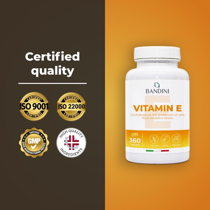 Bandini® Vitamin E - 360 Vegetarian Tablets - Natural Pure