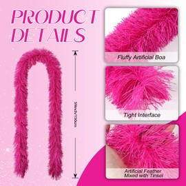 MehelloFeather Feather Boa 15Pcs Artificial Fluffy Boas 5Ft for Party Clothing Decoration Dance Party Scene Arrangement (Hot Pink 15Pcs)