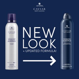 Alterna Caviar Working Hairspray | Buildable, Brushable Hold | Helps Control Frizz & Adds Shine | Sulfate Free, 7.4 Fl Oz (Packaging May Vary)