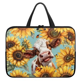 Dolyues Computer Bag 10-17 Inches Laptop Bag Cow and Sunflower Computer Briefcase Water-Repellent Bag for Travel Work College Lightweight