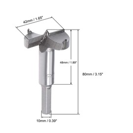 sourcing map Forstner Drill Bits 42mm, Tungsten Carbide Wood Hole Saw Auger Opener Woodworking Hinge Hole Drilling Boring Bit Cutter Gray with Case