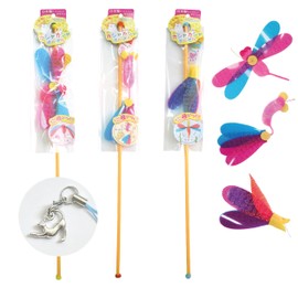 Fishing Rod Cat Toy, Set of 3 Types in Order of Popularity [Dragonfly, Sakana, and Mouse] + Cat Motif Miscellaneous Goods (Bonus)