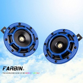 FARBIN 12v Loud Twin Horn Kit - Super High/Low Tone Electric Horn for Motorcycle, Car, Truck (Blue)