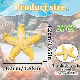 MultiValue Fish Tank Ornaments, 2Pcs Cute Resin Mini Aquarium Decorations Realistic Submerged Starfish Fish Tank Landscape Decoration for Freshwater Saltwater（B）