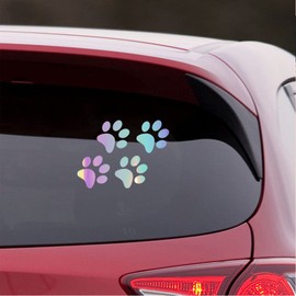 NBFU Decals Dog Paws Print (Holographic Opal Purple) (Set of 2) Premium Waterproof Vinyl Decal Stickers for Laptop Phone Accessory Helmet Car Window Bumper Mug Tuber Cup Door Wall Decoration