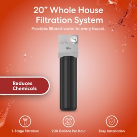 Brio Whole House Water Filter System w/Gauge & Fast-Flow CTO Carbon Block Filter 4.5" x 20" | Removes Dirt, Improves Taste & Protects Home Appliances | 900 GPH | 100,000 Gallons or 12 Months