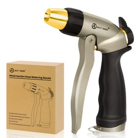 AUTOMAN Garden Hose Nozzle - 100% Metal High Pressure Spray Nozzle, Adjustable Spray Patterns, Labor-Saving, Heavy Duty for Garden Watering, Car Washing, Window Cleaning, Pets Showering