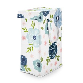Sweet Jojo Designs Blush Pink Navy Blue Boho Floral Girl Laundry Hamper Foldable Dirty Clothes Basket with Handles Baby Nursery Kid Bedroom Teen Bathroom Bohemian Shabby Watercolor Farmhouse Polka Dot