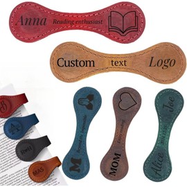 Marcapáginas de cuero magnético personalizado - Marcapáginas de imán personalizado grabado con iniciales - Clips magnéticos para libros - Regalos perfectos para amantes de los libros, para él o