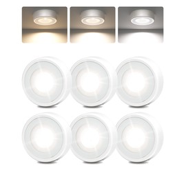 EZVALO LED Puck Lights, Rechargeable Sitck On Tap Lights, Wireless Closet Light, 3 Color Temps, Under Cabinet Lights, 2.5in Mini Touch Light, Ideal for Kitchen,Closet,Pantry,Shelves,Camper(6 Pack)