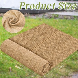 Buryeah 60 Inch x 50 ft Burlap Fabrics Roll Natural Jute Burlap Tree Wraps Protector Winter Frost Plant Blankets Cloth Weed Barrier Fabric Garden Plants for Winter Outdoor Trees Shrubs Party