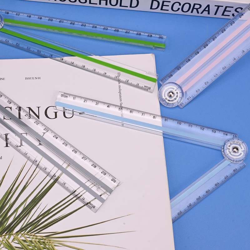 Gukasxi 4 Psc Folding Ruler 30cm Transparent Ruler Foldable Ruler