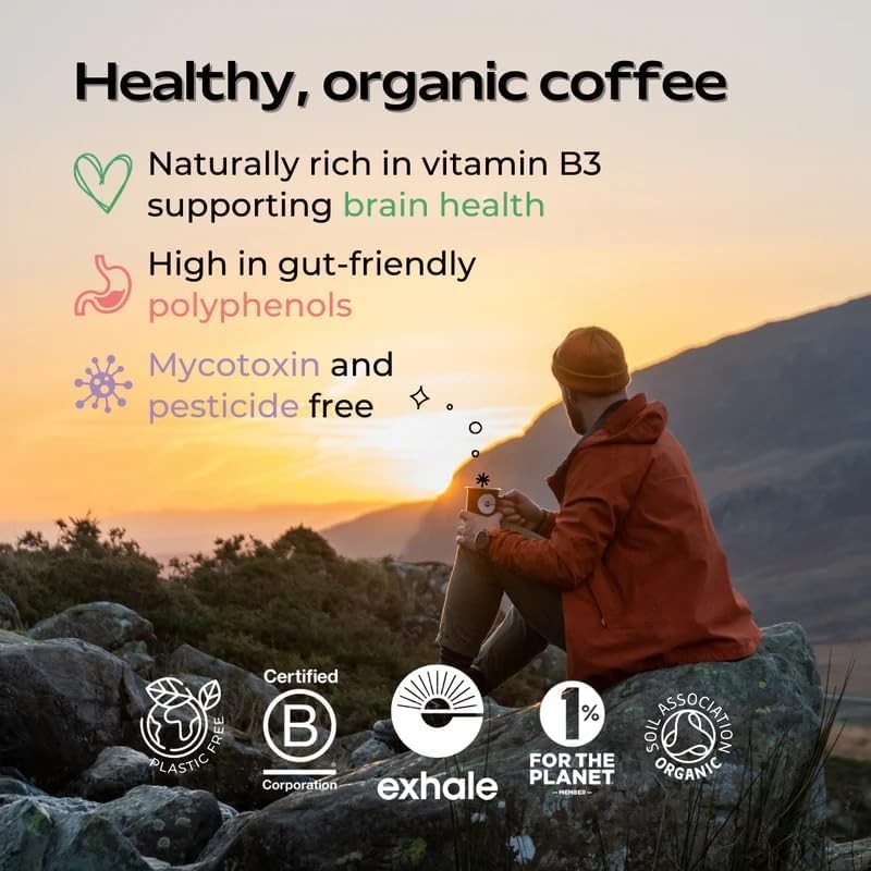 EXHALE Organic Chemical-Free Wholebean Decaf Coffee 225G - Mycotoxin Free