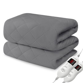 Heated Mattress Pad California King Size, Electric Mattress Pad Cover w/Dual Control 8 Heating Settings, Bed Warmer w/ 4 Auto Shut Off Settings, UL Certified, Deep Pocket, Machine Washable, Dark Grey