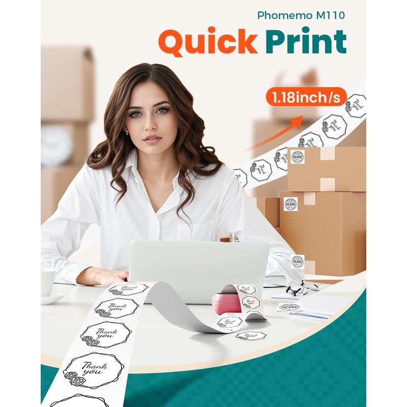 Phomemo-M110 Label Printer - Portable Bluetooth Thermal Mini Label Maker