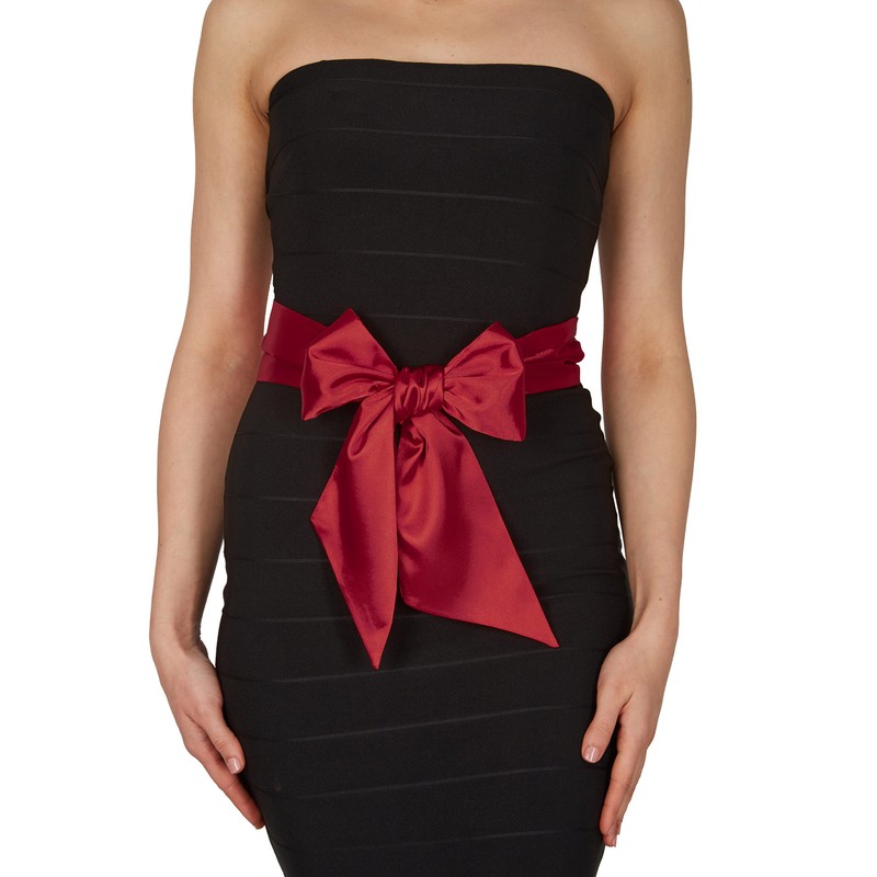 BlackButterfly Wedding Bow Ribbon Bridesmaid Prom Satin Sash Belt, Burgundy