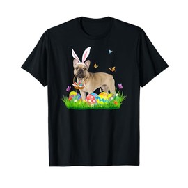 Bunny French Bulldog With Egg Basket Easter Hunting Egg Men Women T-Shirt