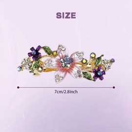 inSowni 4 Pieces Vintage Gold Metal Sparkly Rhinestone Flower French Hair Barrettes Floral Snap Hair Clips Clasps Accessories for Women Girls