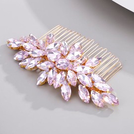 Octwine Bride Wedding Silver Green Red Blue Rhinestone Crystal Hair Comb Wedding Party Prom Hair Headpiece Bridal Wedding Hair Accessories for Women (light purple)