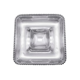 MARIPOSA PEARLED SQUARE CHIP & DIP | SILVER | BRILLANTE | TABLEWARE | SECTIONAL SERVERS | RECYCLED SANDCAST ALUMINUM | HANDMADE IN MEXICO