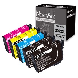 NoahArk 5 Packs 202XL Remanufactured Ink Cartridge Replacement for Epson T202XL 202 XL High Yield for Epson Expression Home XP-5100 Workforce WF-2860 Printer (2 Black/1 Cyan/1 Magenta/1 Yellow)