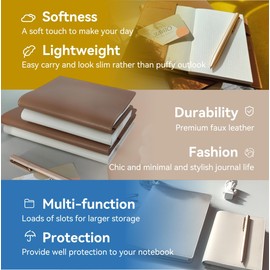 Seavito Planner Cover for A5, Faux Leather Cover for Notebook, Three Card Slots, Pen Holder and Bookmark(Cover Only)，Blue