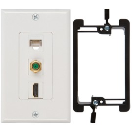 BUYER'S POINT HDMI, Coax & Ethernet Wall Plate | UL Listed HMDI 2.0, Coax & Cat6 Ethernet RJ45 Port w/Single Gang Mounting Bracket, Perfect for Smart HDTVs and Network Devices (White) — 1 Pack