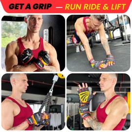 Kratos Weight Lifting Gloves Men & Women - Anti Slip Padded Gym Gloves with Wrist Support - Breathable & Durable Leather Workout Gloves for Exercise, Weight Training, Calisthenic & Crossfit Training