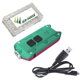 Nitecore Tip Winter Edition Rechargeable Keychain Light -360 Lumens - Holiday Gift Set w/USB Cable & FREE Eco-Sensa Battery Box