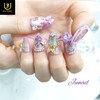 Flower and Butterfly Handmade Nail Tips - Short Straight Coffin