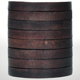 Flat Genuine Leather Cord String Full Grain Cord Lace Cowhide Strips for Jewelry Making DIY Craft Projects Belts Keychains (Dark Brown Distressed, 10 MM)