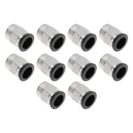 HOPESPANNER Push to Connect Air Fittings 35/64" Male Thread Air Line Quick Connector Plastic Metal 1/2" BSPT 10 Pcs Black Silver Tone