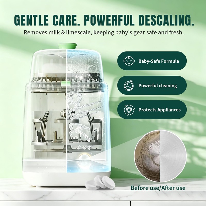 LULUGLITTER Baby Bottle Washer Descaling Tablet Remove Limescale 24 Count