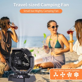 AVV 20000mAh High Speed Portable Camping Rechargeable Fan with Remote Control, Battery Powered with Auto Oscillating with Camping Essentials Accessories for Outdoor, Beach, Patio, Tent, Black