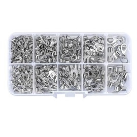 KSOPUERT 320 pieces, non-insulated copper wire crimp terminals set, ring and fork, U-shaped, O-shaped, cold-pressed bare connectors with box