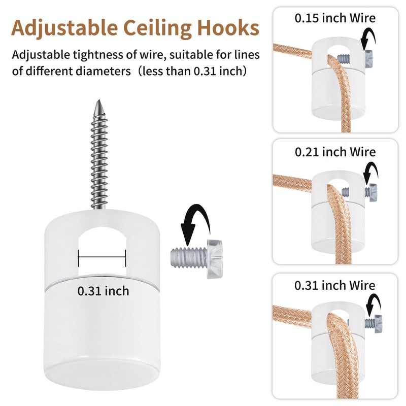 Adcssynd 6 Pack Upgrade Version Ceiling Hooks for Hanging Lights,