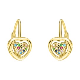 SOFIA MILANI - Women's Earrings 925 Silver with Zirconia Stones - Heart Earrings, Yellow Gold, Cubic Zirconia