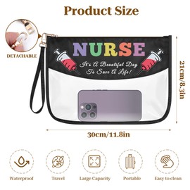 Nurse Appreciation Gifts Funny Nurse Gifts for Women Clear Makeup Bag Nurses Week Gifts New Nurse Gift PVC Toiletry Pouch Nursing Graduation Christmas Birthday Gift for RN Nurse Zipper Cosmetic Bag