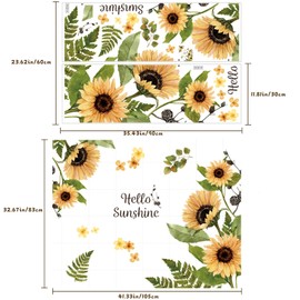Sunflower Wall Stickers 3D Yellow Flower Wall Decals, Peel and Stick Removable Wall Art Decor, DIY Mural Wall Art Decor for Kids Room Nursery Classroom Living Room Bedroom Home Decoration